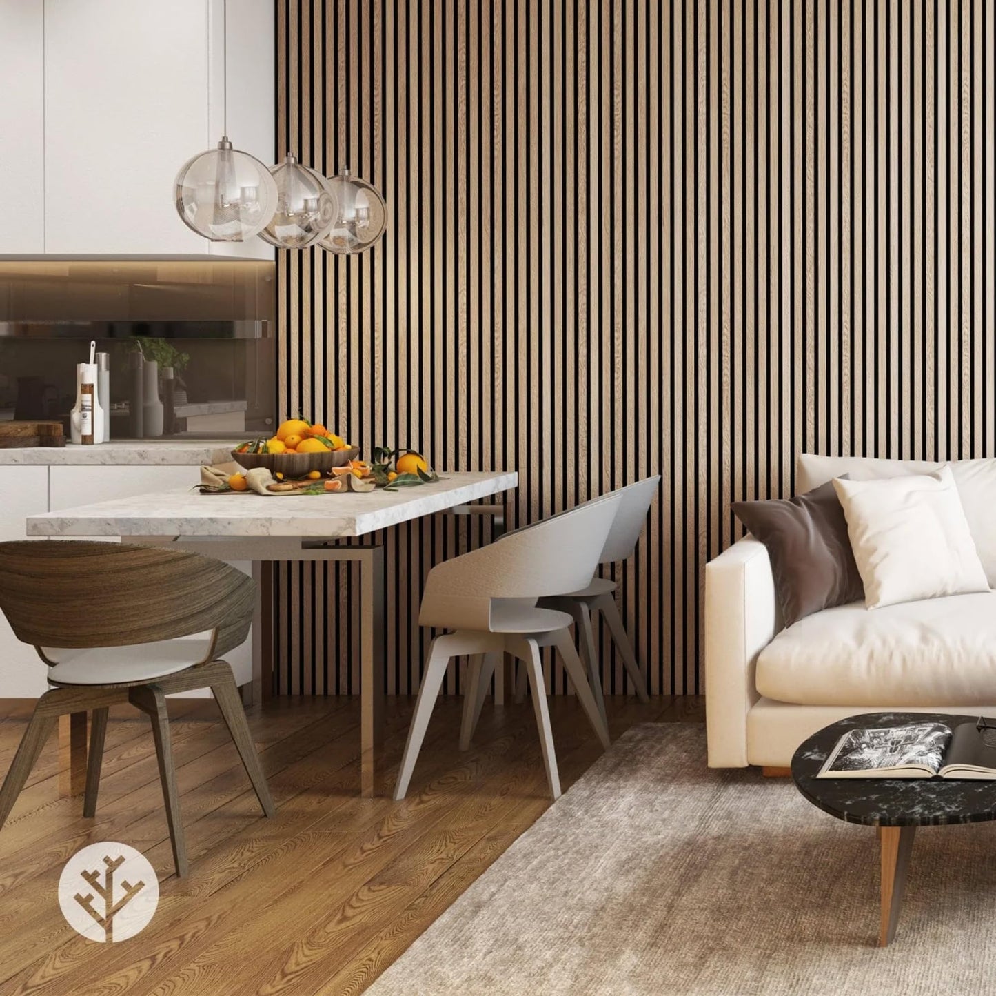 WVH Luxury American Oak Acoustic Slat Wood Wall Panels, Measures 118.11" x 25.20", Premium Finish, Interior Decor for Walls & Ceilings, Noise Cancelling & Sound Absorbing for Home & Office, 2pcs