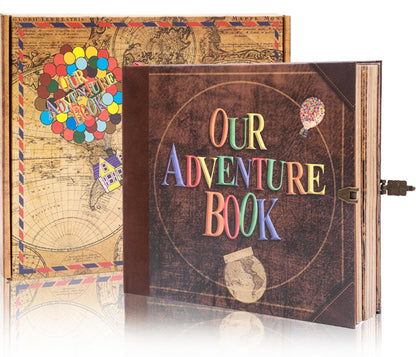 Our Adventure Book 146-Page DIY Handmade Scrapbook, Embossed Leather Cover - Ideal for Memories, Anniversary, Wedding, and Best Friend Gift - Inspired by the 'Up' Saga(Ball - Our Adventure Book)
