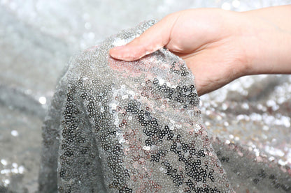 PartyDelight Silver Sequin Tablecloth Overlay 50 X 50 Inch for Wedding, Party, Birthday, Bridal, Baby Shower Decorations