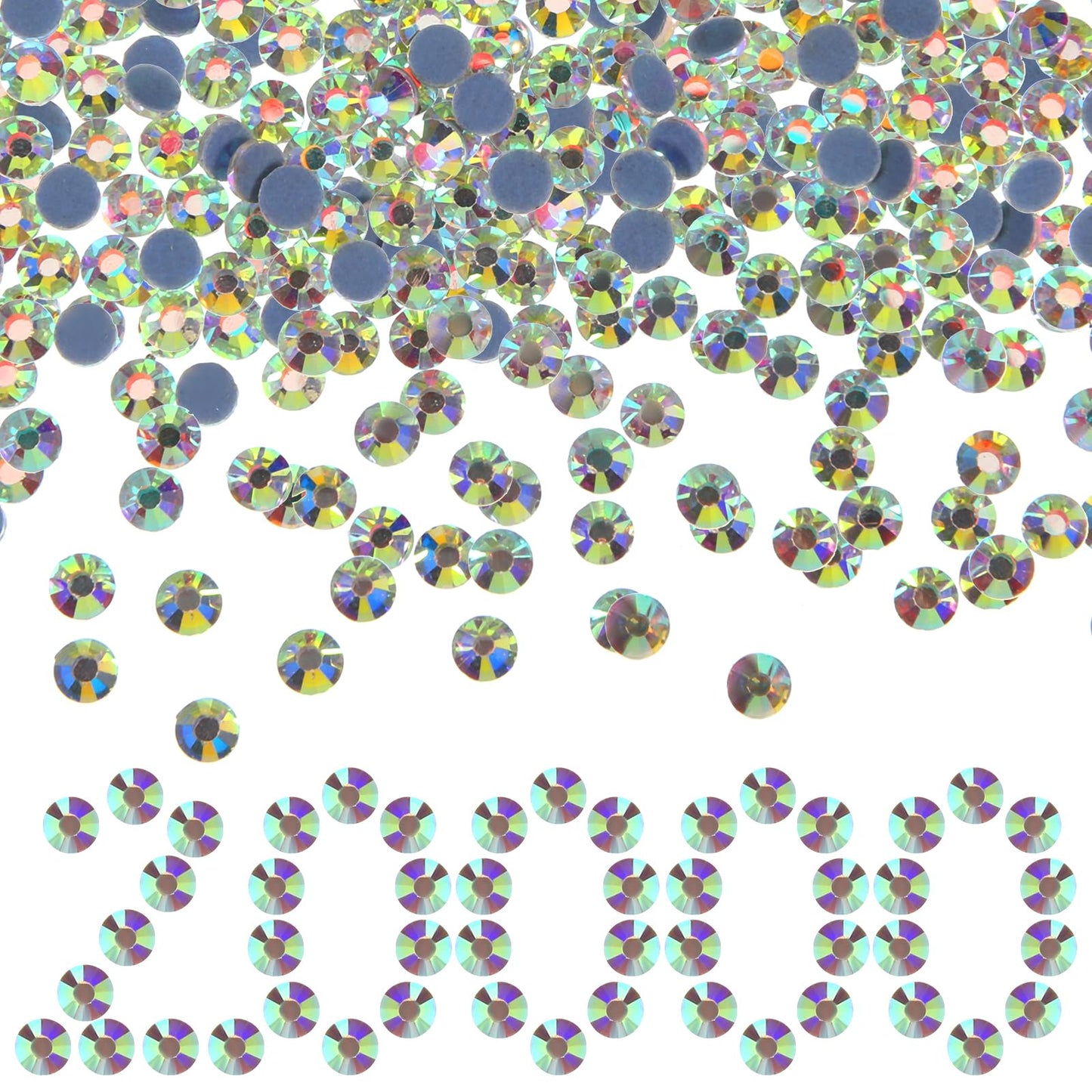20000 Pcs SS10 Hotfix Rhinestones Bulk Crystal AB Round Iron on Flatback Glass Gems for Bedazzling DIY Crafts Clothes Shoes Supplies Decoration 2.7-2.8mm