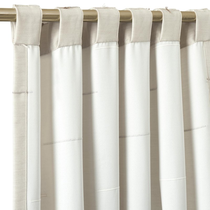Lush Decor Boho Stripe Clip Jacquard Window Curtain Panels Pair 42" W x 84" L Neutral & Brown - Beige Curtains for Living Room - Modern Bedroom Curtains