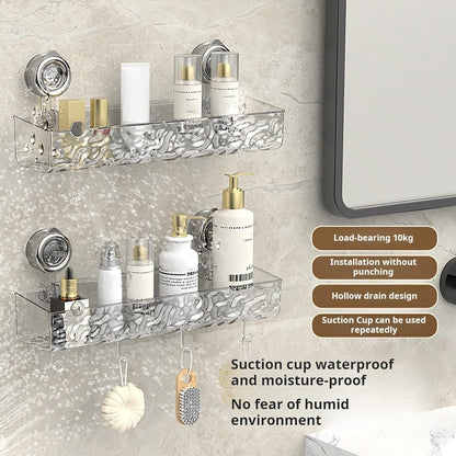 Suction Cup Shower Caddy, Clear Wall Bathroom Shower Organizer, Corner Caddy No Drilling for Kitchen Bathroom Hotel