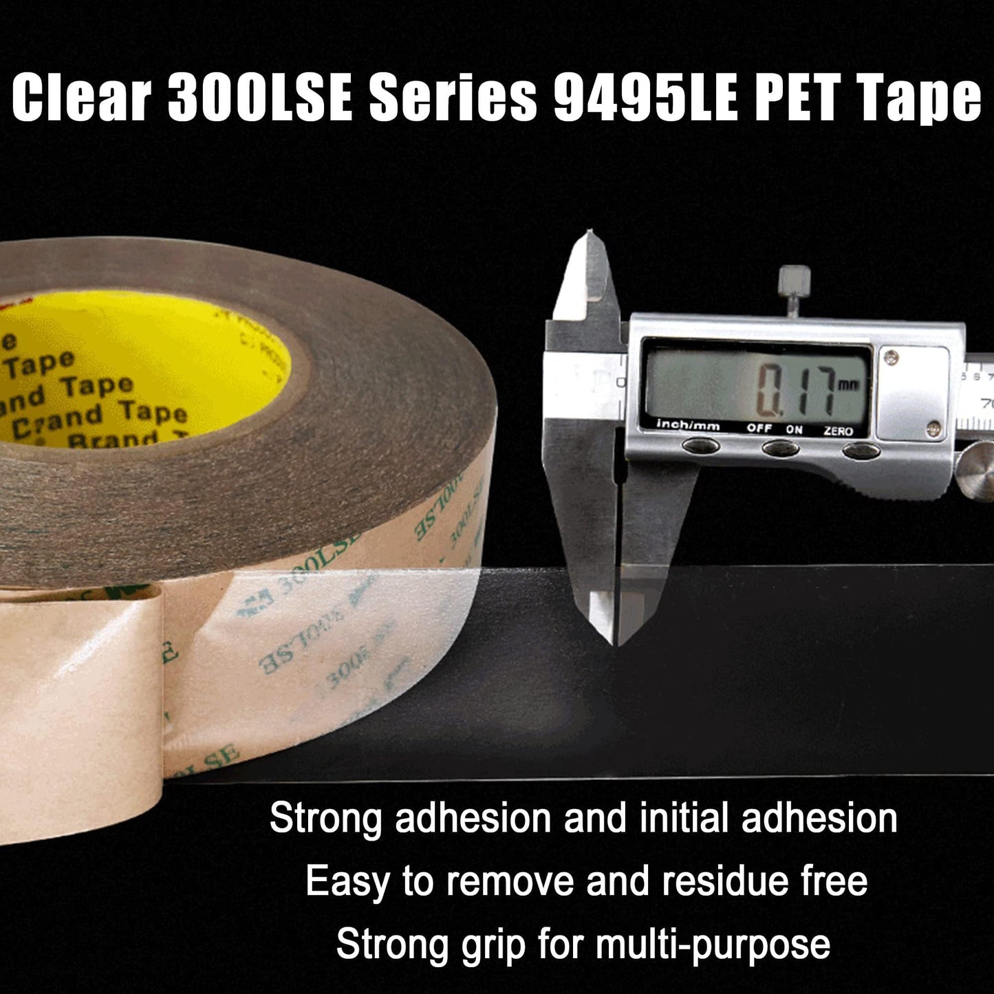 3M 300LSE Double Sided Tape for Scrapbook 1in x 36ft, Removable Heavy Duty Double Sided Mounting Tape, Transparent Adhesive Sticky Tape for Picture Hanging Strips, Poster, LED Strips, Art Craft