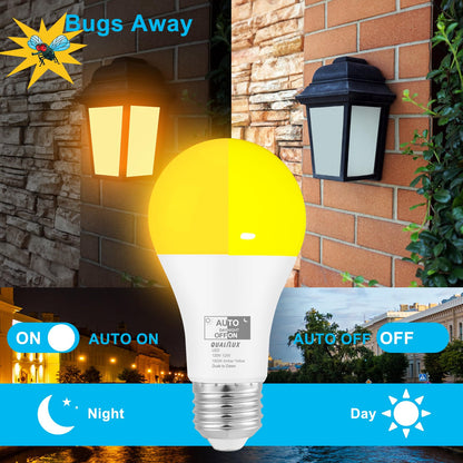 Dusk to Dawn Light Bulbs, Auto On/Off Light Sensing LED Bulbs Outdoor, Vintage Amber, Edison ST19 2-Pack, 6.5W 700LM 60W Equivalent, HQ-H027