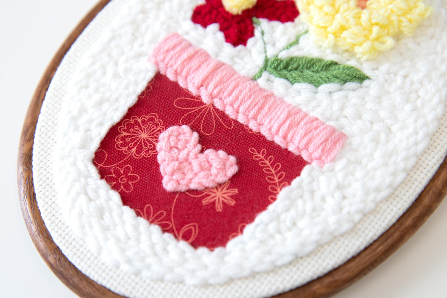Kimberbell Punch Needle Kit – Love Blooms - Complete DIY Punch Needle Set with Tool, Monks Cloth, Yarn, Frame, Embelishments & Reusable Project Bag | Beginner-Friendly DIY Needle Punching Craft