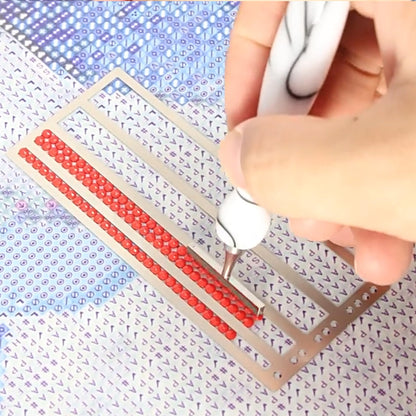 10 Pieces Diamond Painting Ruler Stainless Steel DiamondArt Ruler Alignment Tool, 1/2/3/4 Row for Round and Square Diamond Painting Tools for Full or Partial Diamonds, Diamond Painting Guide