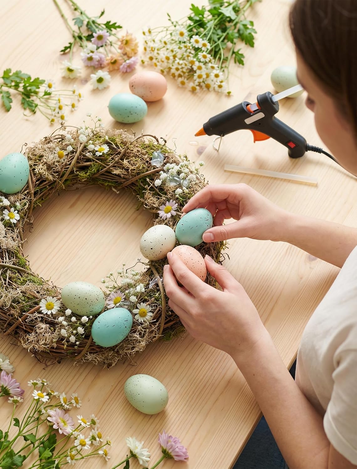 Allaugh 24pcs 2.4" 1 Pastel Easter Eggs Decorations: Solid Speckled Foam Eggs - Fills Gallon Vase - Shatterproof Spring