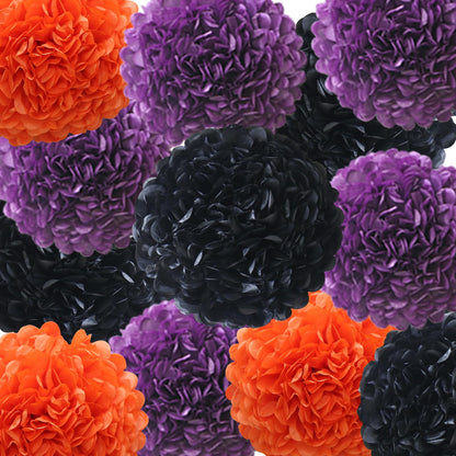 Halloween Decorations Party Black Purple Orange Tissue Paper Pom Poms Polka Dot Garlands for Halloween Baby Shower Classroom 18 pcs