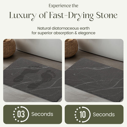 Calivio Quick Dry Shower Stone Bath Mat, Super Absorbent & Non-Slip 24 x 16 Inch Diatomaceous Earth Mat, Durable & Easy to Clean Diatomite Bath Mat for Bathroom Floor/Kitchen (Charcoal)