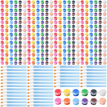 Timgle 560 Pcs Mini Acrylic Paint Set for Kids 40 Set 12 Colors Washable Paint Strips Bulk 40 Flat Painting Brushes 40 Pointed Brushes Graduation Gift for Adult Classroom Birthday Party(2ML)