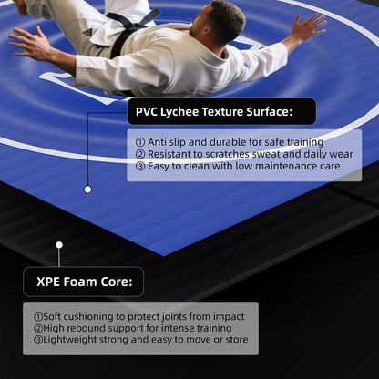 HFPFTS Wrestling Mat for Home, 8’x 8’x 1.25” Wrestling Mat, Safe Wrestling & Play Mat for Kids and Family, Jiu Jitsu, BJJ, MMA, Wrestling Mats, Martial Arts, Tumbling, Easy Clean, Gym Mat, Blue
