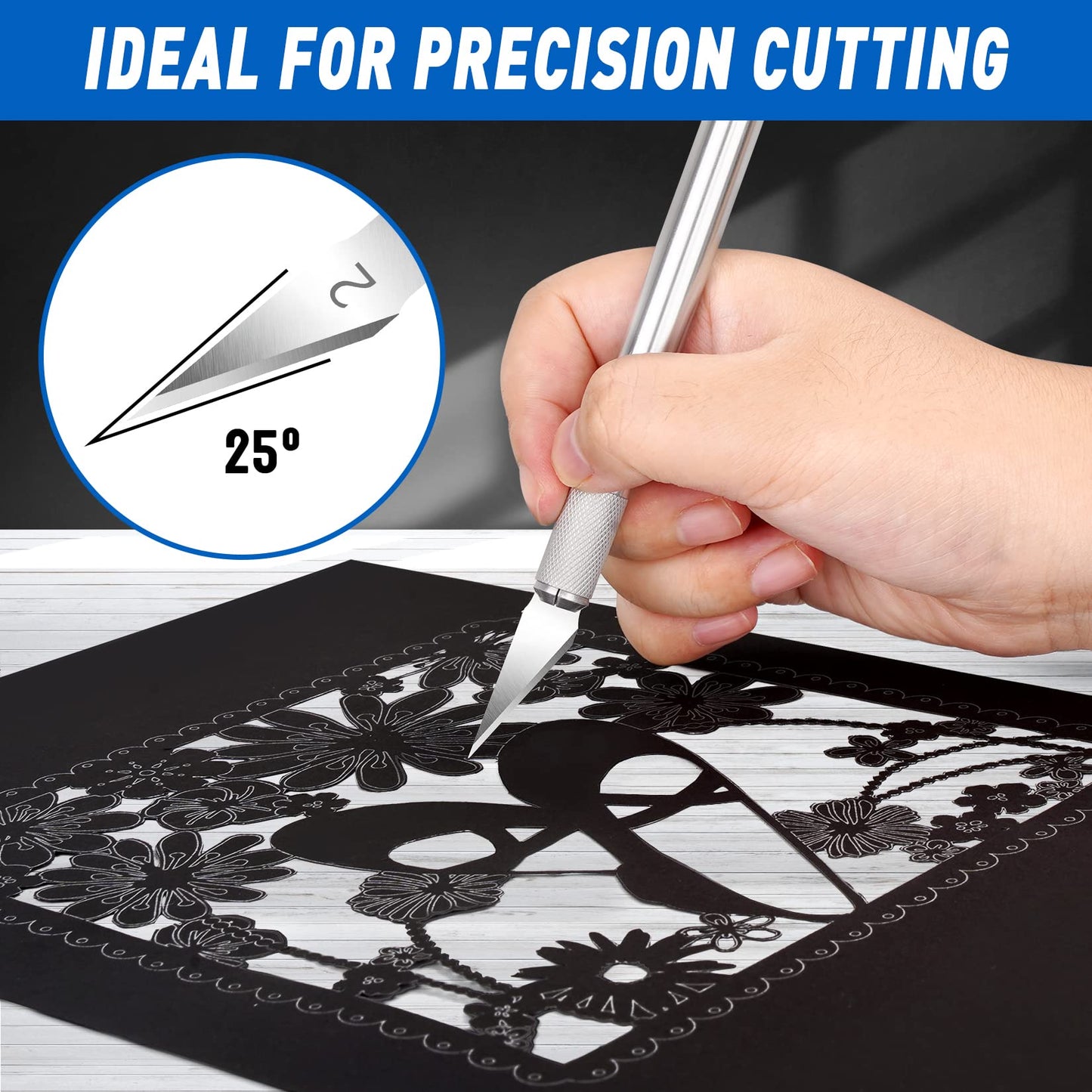 DIYSELF 100 Pack Exacto Knife Blades #2 | Hobby Knife Replacement Blades | Hobby Knife Blade Refills | Exacto Blade | Carbon Steel | Craft Precision Knives Refills (#2)