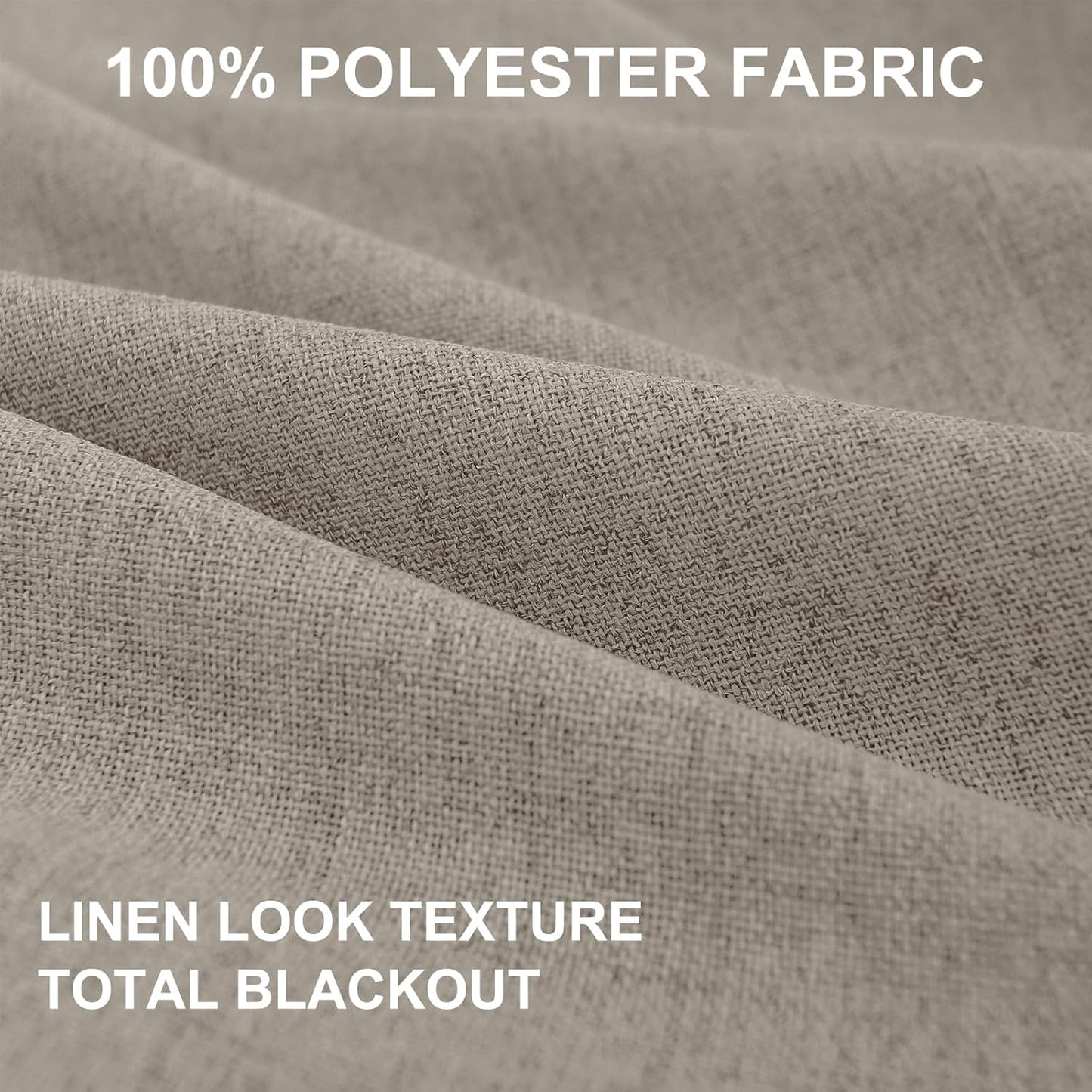 Skiennix 100% Blackout Linen Curtains - Thermal Insulated Drapes, 50" W x 63" L, 2 Panels Set