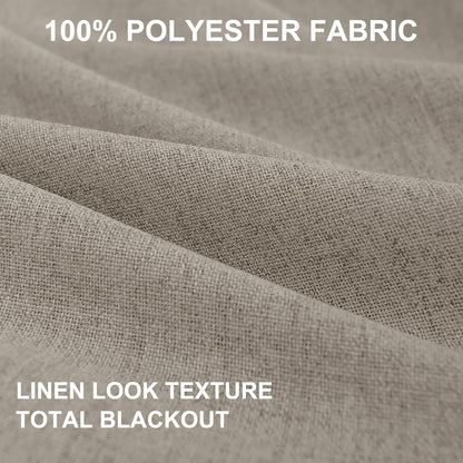 Skiennix 100% Blackout Linen Curtains - Thermal Insulated Drapes, 50" W x 63" L, 2 Panels Set