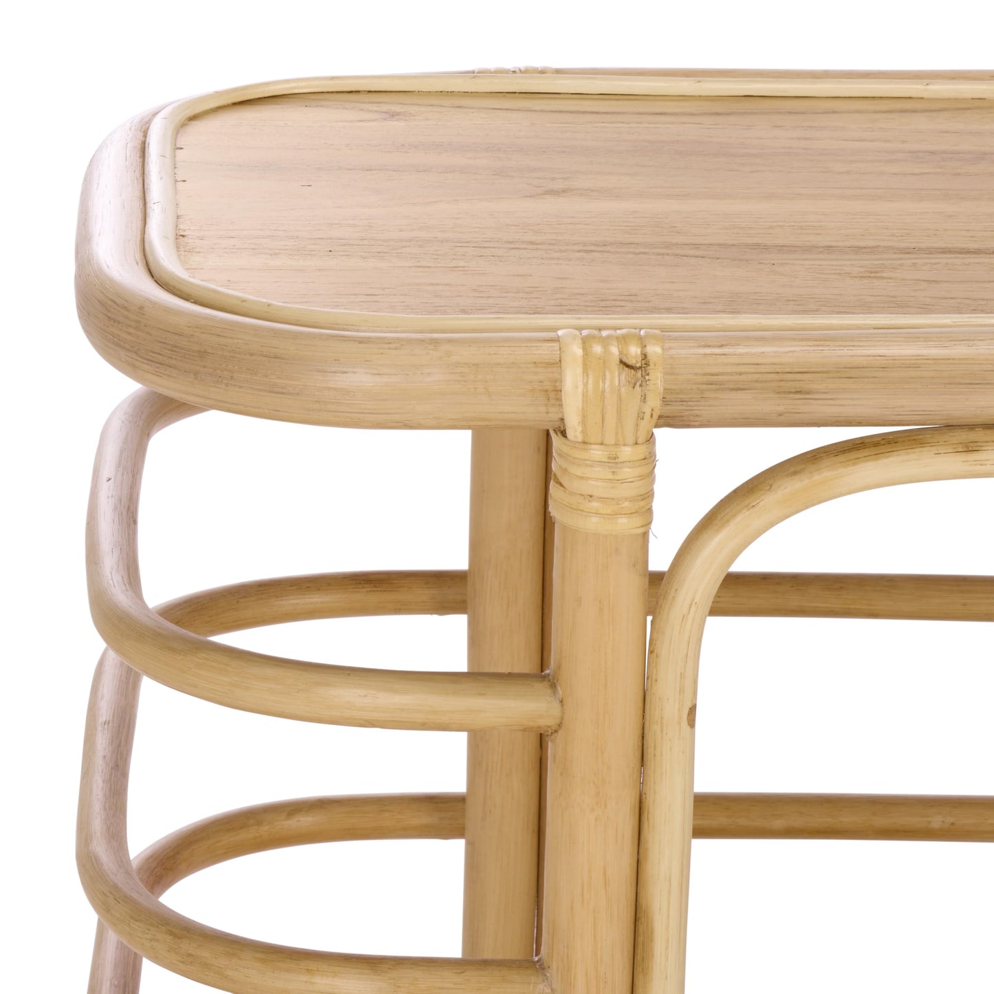 SAFAVIEH Home Collection - Maestro Natural Rattan & Wood Console Table with 1 Shelf, Fully Assembled, Modern Tropical Accent (CNS5400A)