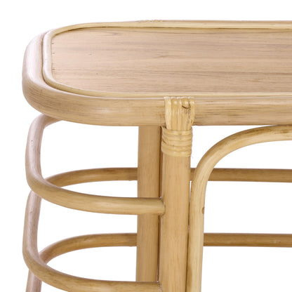 SAFAVIEH Home Collection - Maestro Natural Rattan & Wood Console Table with 1 Shelf, Fully Assembled, Modern Tropical Accent (CNS5400A)