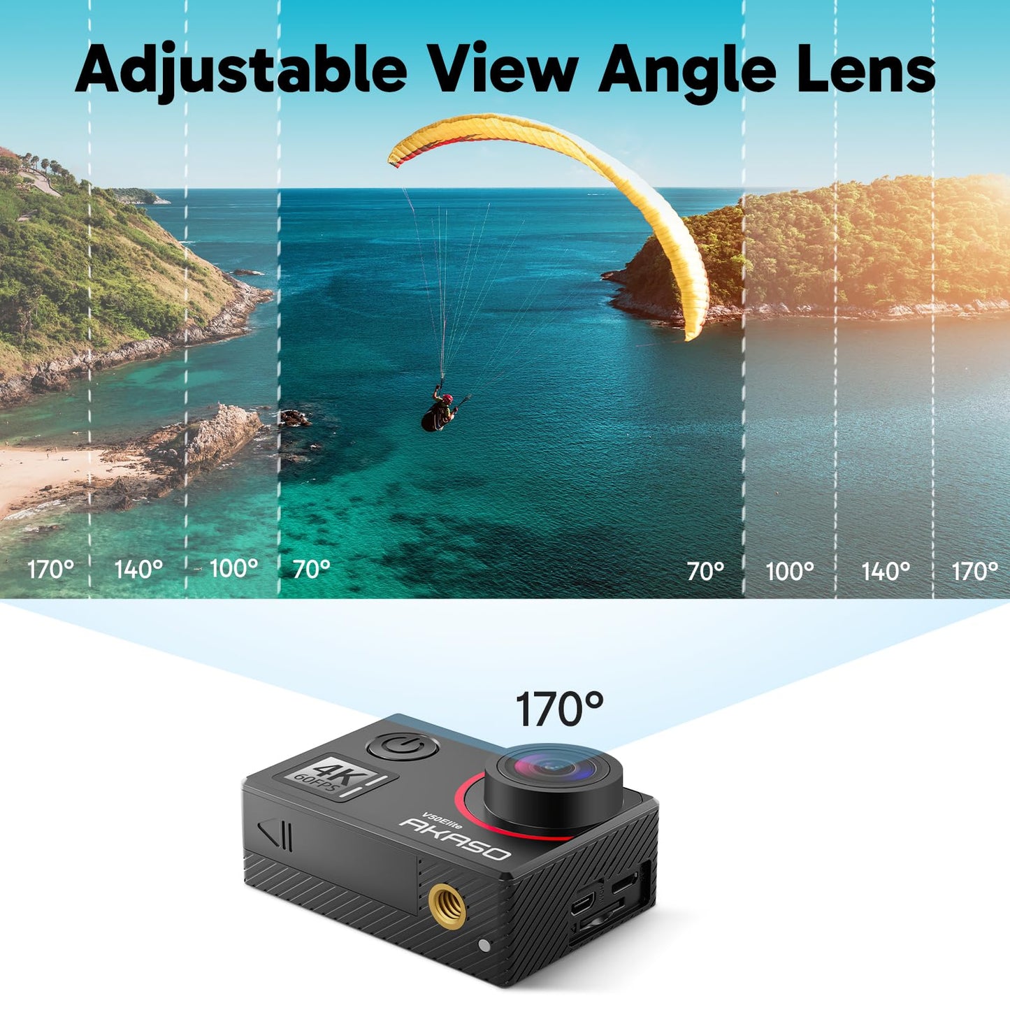 AKASO V50 Elite 4K60fps Touch Screen WiFi Action Camera Voice Control EIS 131 feet Waterproof Camera 8X Zoom Remote Control
