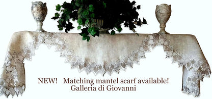 Galleria di Giovanni X-Large 33 Inch Table Topper Dresser Scarf - Neutral Earth Tones European Lace