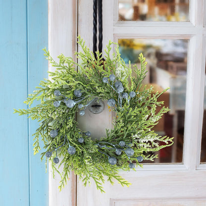 4 Pcs 3” Blueberry Candle Rings Spring Wreaths Mini Berries Table Centerpieces Wreaths Farmhouse Green Small Wreath for Pillars Kitchen Cabinet Front Door Porch Wall Decoration