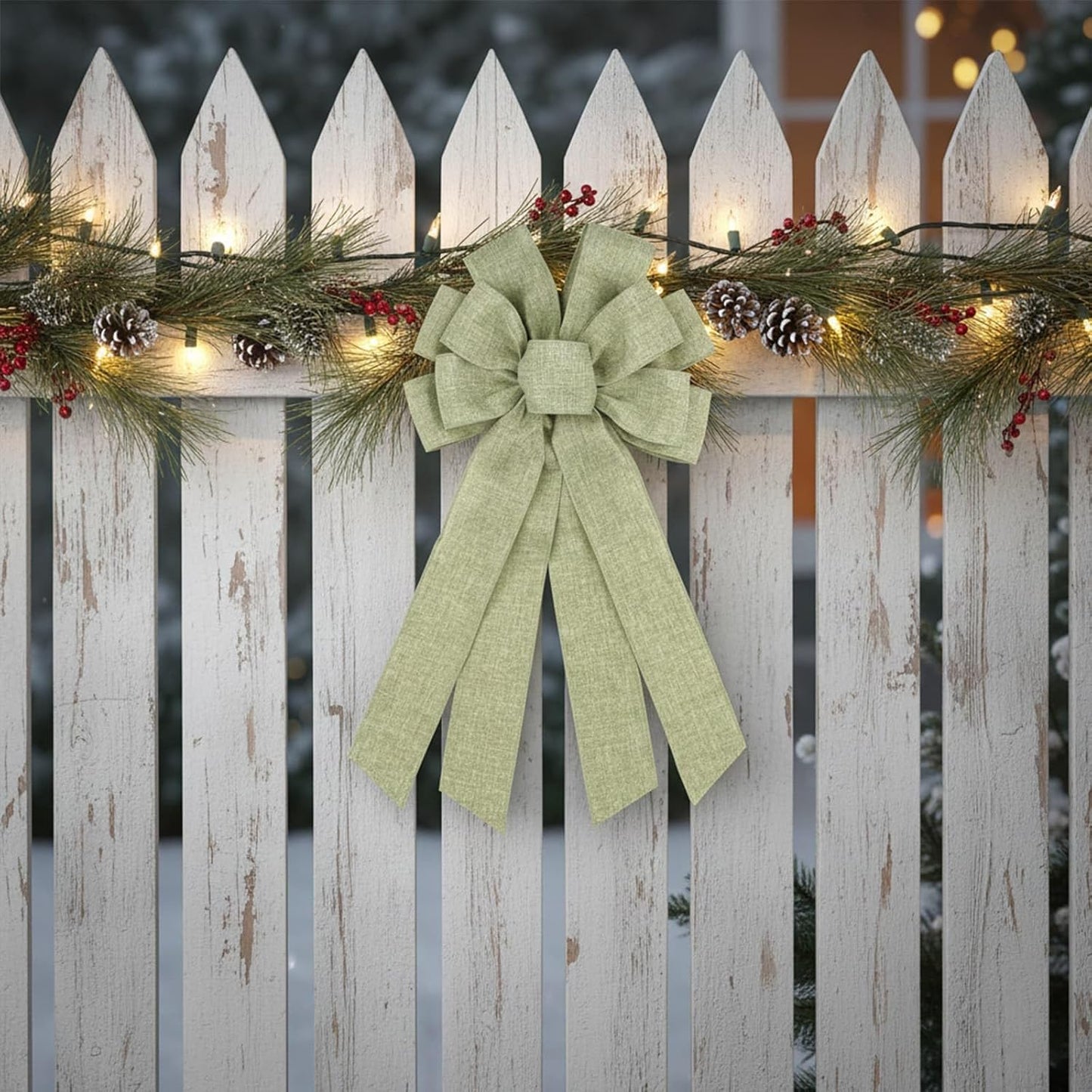 Skiennix Mint Green Large Bow - 11x21 Inch Wired Ribbon for Wreaths & Spring Decor