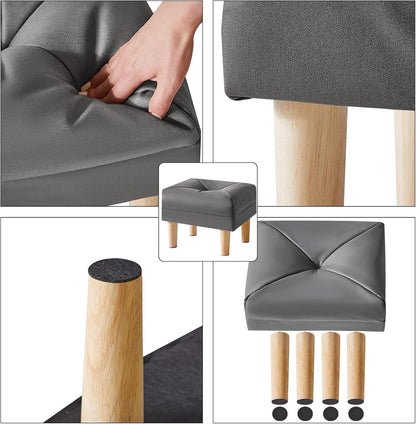 15.75" 11.42" W12.6" UHBD040BG YMYNY Small Footstool Ottoman, Faux Leather Footrest with Sponge Padded Seat, Step Stool