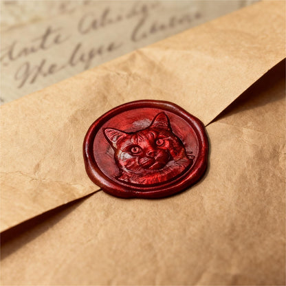Mceal Wax Seal Stamp Head, 3D Embossed Relief for DIY Crafts, Wedding Invitations, Gift Wrapping,Animal Pet & Beasts Collection-Cat