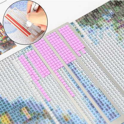 10 Pieces Diamond Painting Ruler Stainless Steel DiamondArt Ruler Alignment Tool, 1/2/3/4 Row for Round and Square Diamond Painting Tools for Full or Partial Diamonds, Diamond Painting Guide