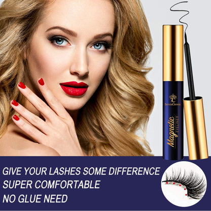 Magnetic Eyelashes with Eyeliner Kit - SevenCrown Magnetic Lashes Natural Looking with 4 Tubes of Magnetic Liner Upgraded,Waterproof,Long Lasting - 10 Pairs Reusable Magnetic Eyelash Kit with Applicator, Easy to Apply.
