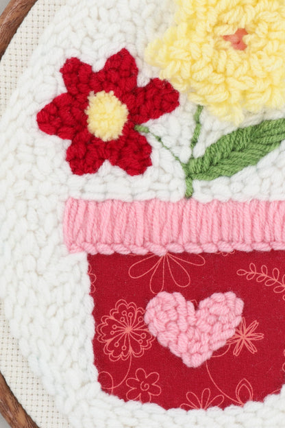 Kimberbell Punch Needle Kit – Love Blooms - Complete DIY Punch Needle Set with Tool, Monks Cloth, Yarn, Frame, Embelishments & Reusable Project Bag | Beginner-Friendly DIY Needle Punching Craft