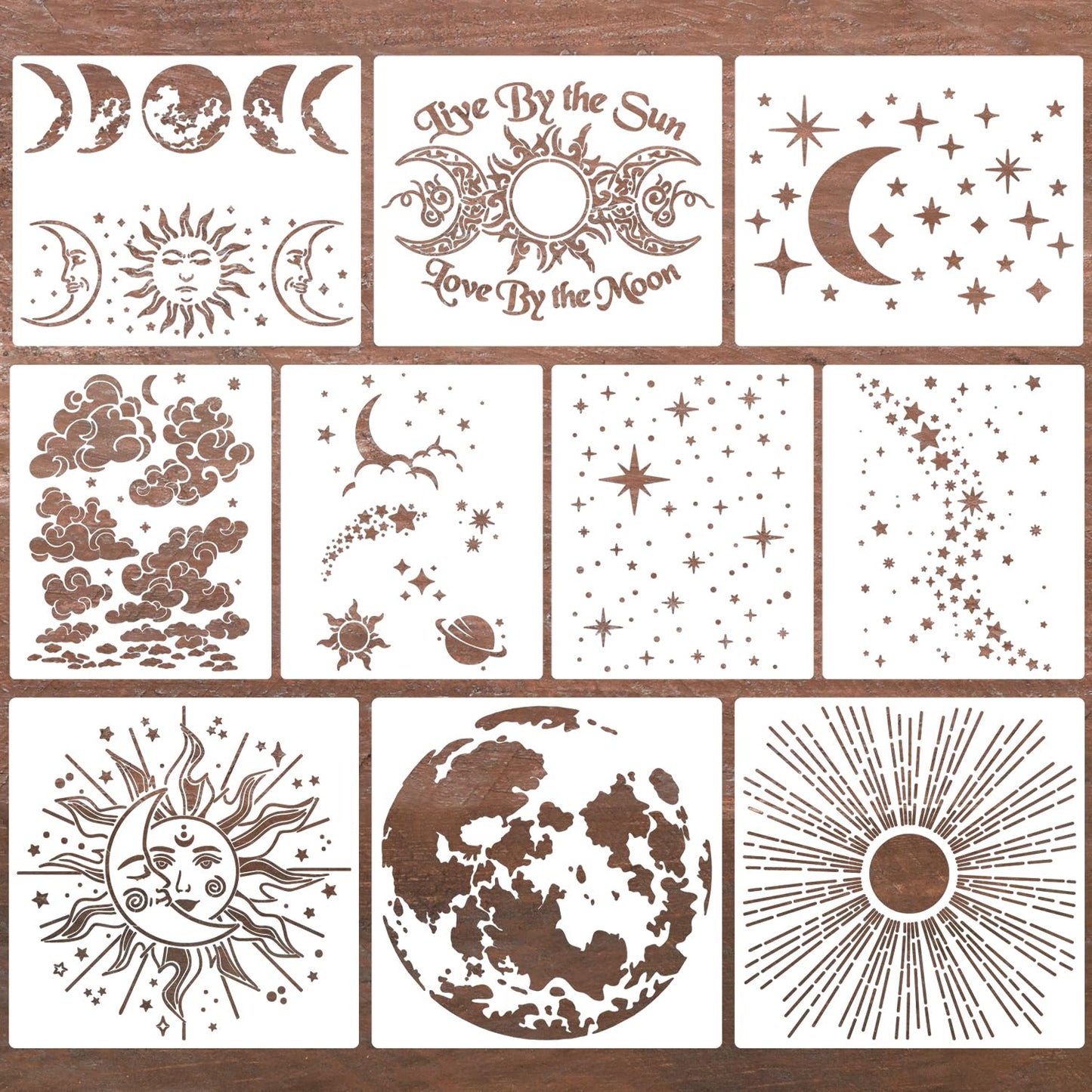 Star Stencils for Painting Moon Stencil Reusable Sun Clouds Stencils for Wood Furniture Fabric Walls