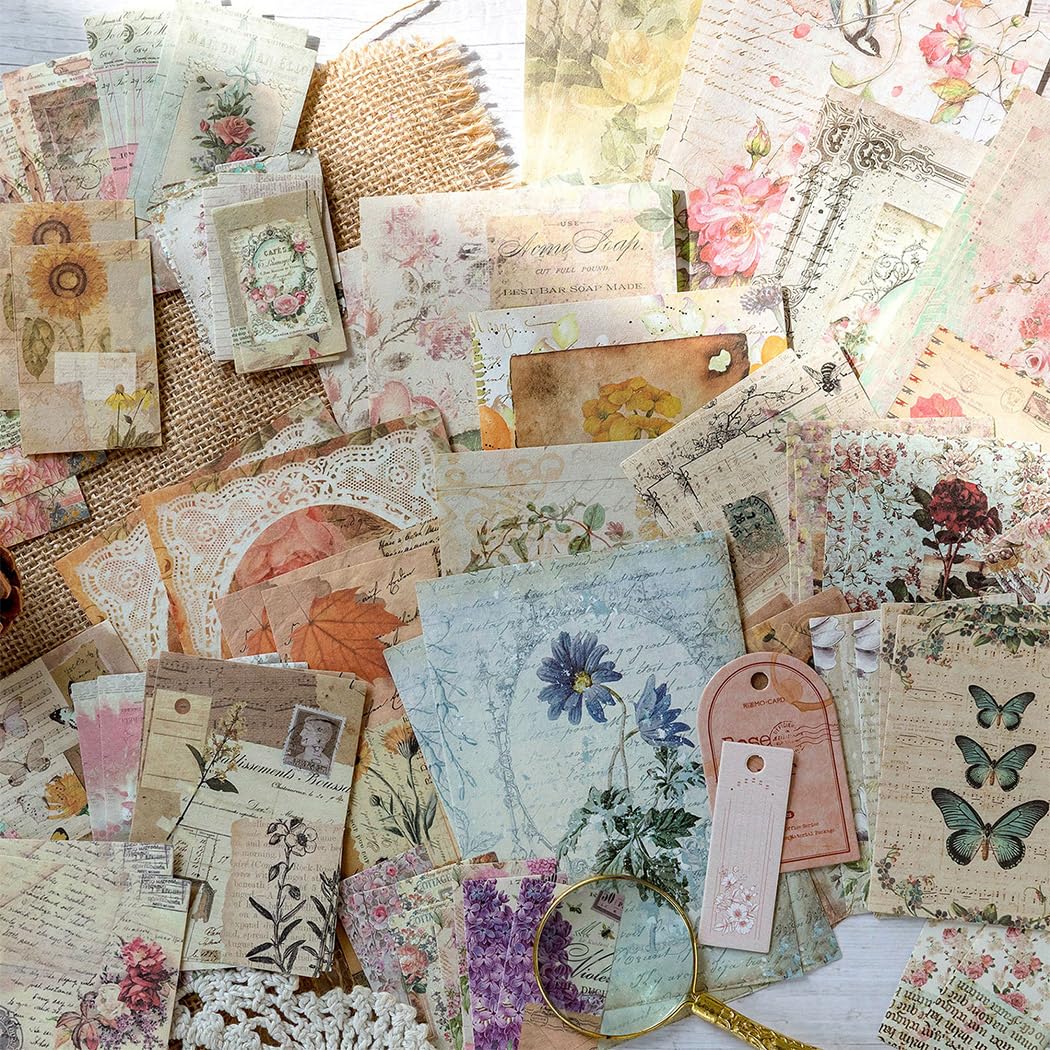 SUPJESWEK 400 Sheets Scrapbook Paper Handmade Scrapbook Paper Cuttable Scrapbook Supplies Aesthetic Retro Elements for Bullet Journals Junk Planners Aesthetic Room Decor Wall