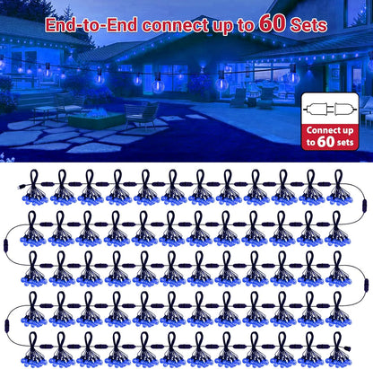 26FT 12+1 Bulbs, LAMPHOME Blue LED Outdoor String Lights, Patio Lights with Shatterproof Edison UL Waterproof