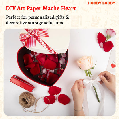 Heart Paper Mache Boxes with Lids (Set of 3) - Brown Kraft Paper Nesting Gift Boxes - Crafting Paper Mache Heart Box with Lid for Custom Decoration - Durable Paper Mache Box for Versatile Storage