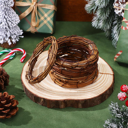 GATHINESS 10pcs Grapevine Wreath Frames, 4 Inch Rattan Form Natural Vine Wreath Frame for DIY Christmas Decor for Front Door Wedding Party Floral Dried Rattan Ring Hoop Crafts Set Brown