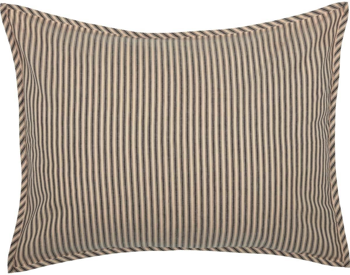VHC Brands Sawyer Mill Ticking Stripe Sham, Standard 21x27, Charcoal Grey