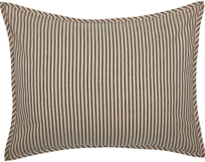 VHC Brands Sawyer Mill Ticking Stripe Sham, Standard 21x27, Charcoal Grey