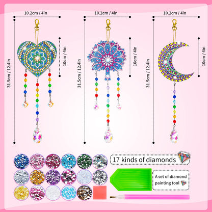 Gift for 6-7-8-9-10 Yeal Old Girls Boys: Arts and Crafts for Kids Age 6-8-10-12 Diamond Art Wind Chimes Kit for Girl Toys Age 5-11 Present Sun Catcher DIY Paint by Numbers for Adult Gem Painting Kit