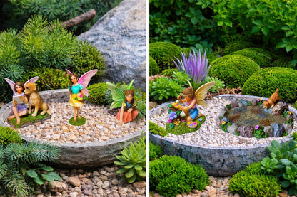 Mood Lab Miniature Garden Decor - Decorative Resin Pond Statues (5 pcs) - Indoor & Outdoor Display