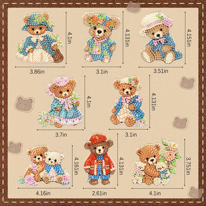YUE ZHE 8 PCS Diamond Painting Keychains Double Sided Bear Diamond Art Kits for Adults DIY 5D Painting Keychains Ornaments for Adults Beginners DIY Crafts Decor