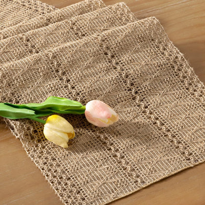 12x60 inch Socomi Boho Table Runner Easter Spring Farmhouse Burlap Jute Bamboo Rustic Dining Kitchen Centerpiece Decor