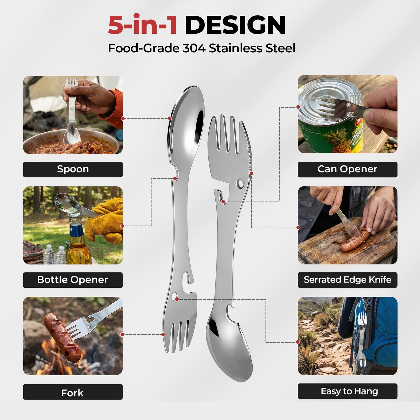 Alocs 9pcs Camping Cookware Kit, Non-Stick Lightweight Camping Pots with 3200w Stove, Igniter & Gas Canister Stand, 5-in-1 Utility Spork for Hiking, Solo Camping, Backpacking, Outdoor Cooking, Picnic