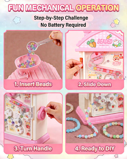 Eohemeral Bracelet Making Kit for Girls 6-12, Jewelry Making Kit with 800 Beads, DIY Bracelet Maker Machine, Built-in Storage & Bead Recycler, Kids Crafts Toy No Batteries Required (Pink)