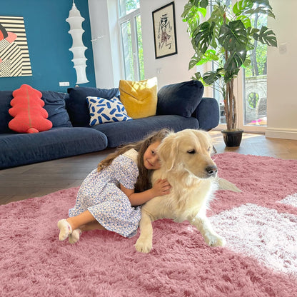 OLANLY Machine Washable 2x4 Runner Rug - Soft Fluffy Shaggy Design for Bedroom & Hallway | Pale Pink