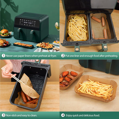 400 Pcs Air Fryer Paper Liners, 8" Square Air Fryer Liners Disposable, Heavy-Duty Parchment Paper for 5-8 qt Airfryer Basket, Non-Stick & Grease-Proof Baking Liner for Oven Pan