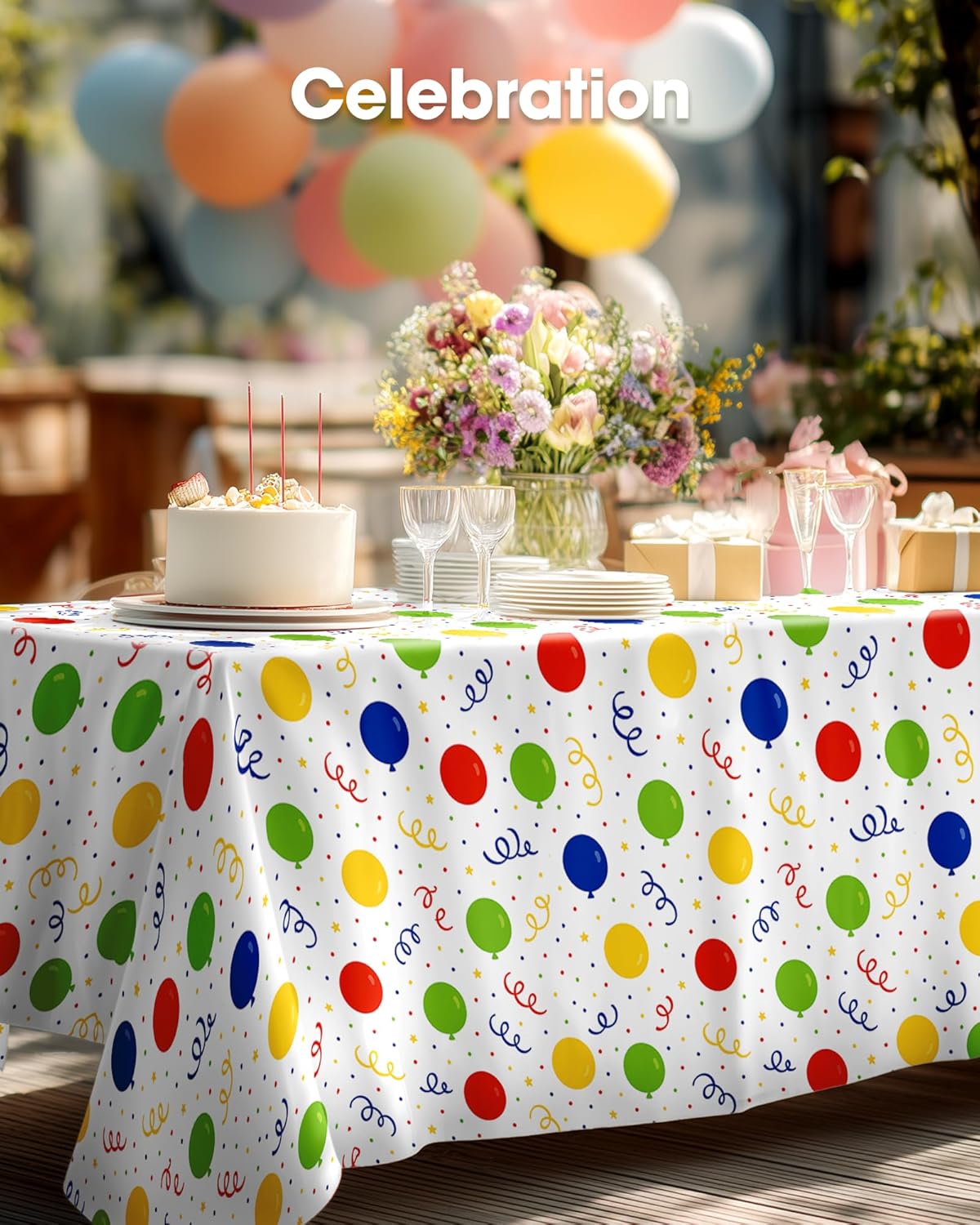 Pureegg Disposable Plastic Tablecloths - 10 Pack, 54 x 108 Inch, Leakproof & Sturdy for Parties | Rainbow Colors