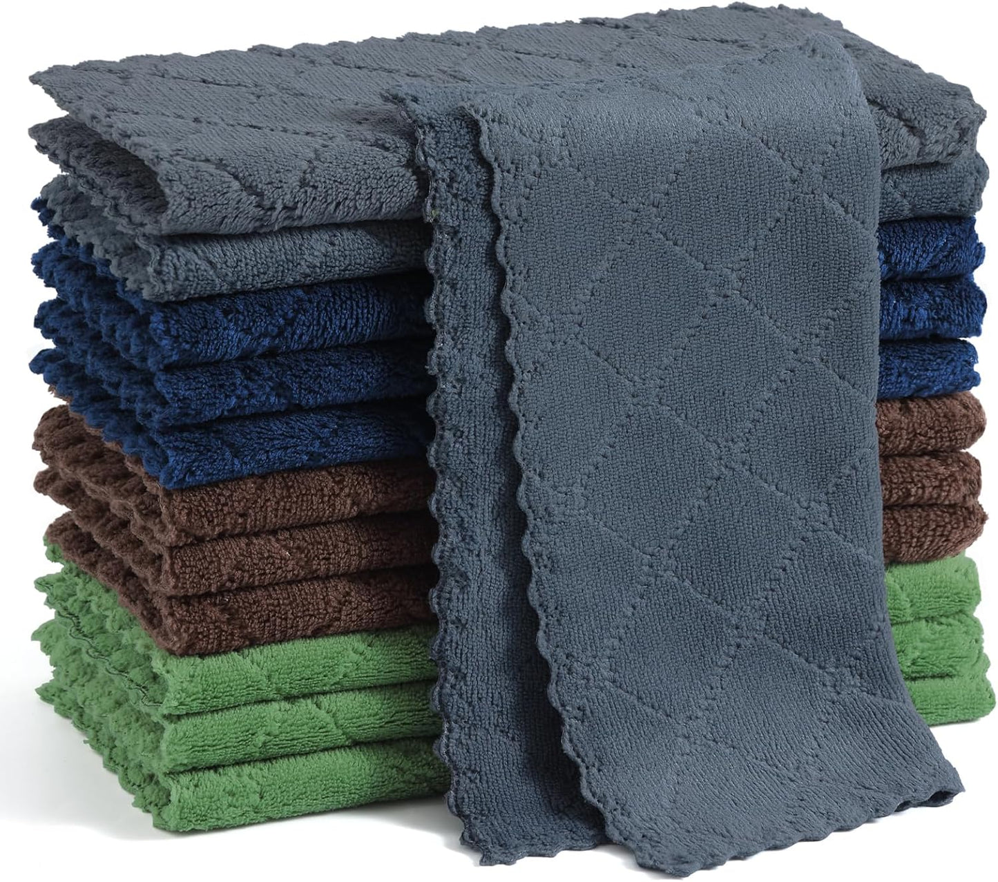 12 Pack 10 10 inches, Homaxy Kitchen Dish Cloths, Super Soft and Absorbent Coral Velvet Dish Towels, Nonstick Oil Fast