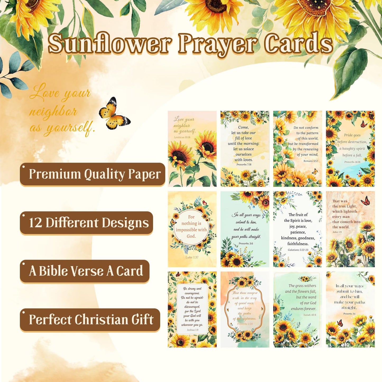 Sunflower Planner Gift Set for Women - 1 Sticker Book of 600+ Stickers, 1 Weekly Planner, 1 Crochet Keychain, 1 Metal Bookmark, 12 Prayer Cards, Gift for Women Men Teens Christian Birthday Mothers Day