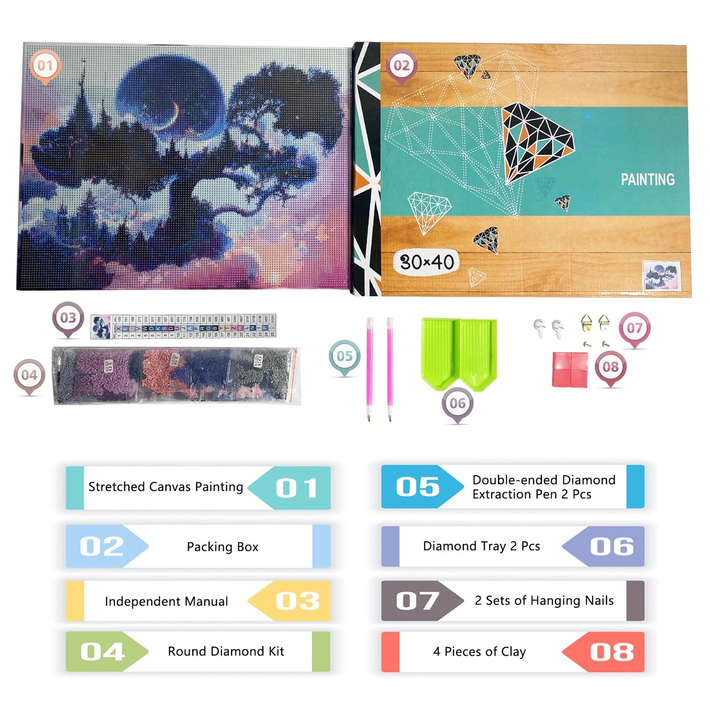Meow Love 5D Diamond Painting Kit for Adults with Pre-Framed Canvas - DIY Wall Art Home Decor,Easy to Hang,Stress Relief Craft Gift for Women,15.8 x 11.8 Inch. (Dream World)
