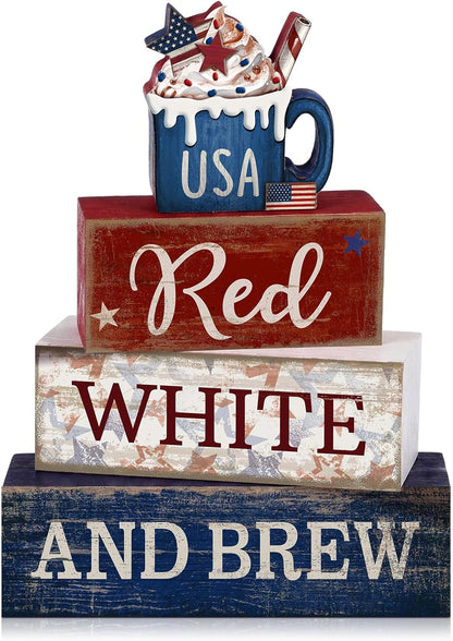 4 4th 250th CroBlissful Pcs of July Decorations Patriotic Memorial Day Tabletop Decoration Red White Blue Table