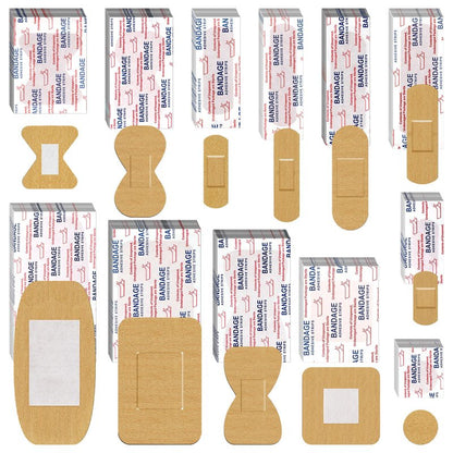 BBTO Assorted Styles Flexible Fabric Adhesive Bandages - Small Breathable Fingertip and Cloth Elastic Knuckle Bandages in Various Sizes for First Aid and Wound Care (180 Pcs)